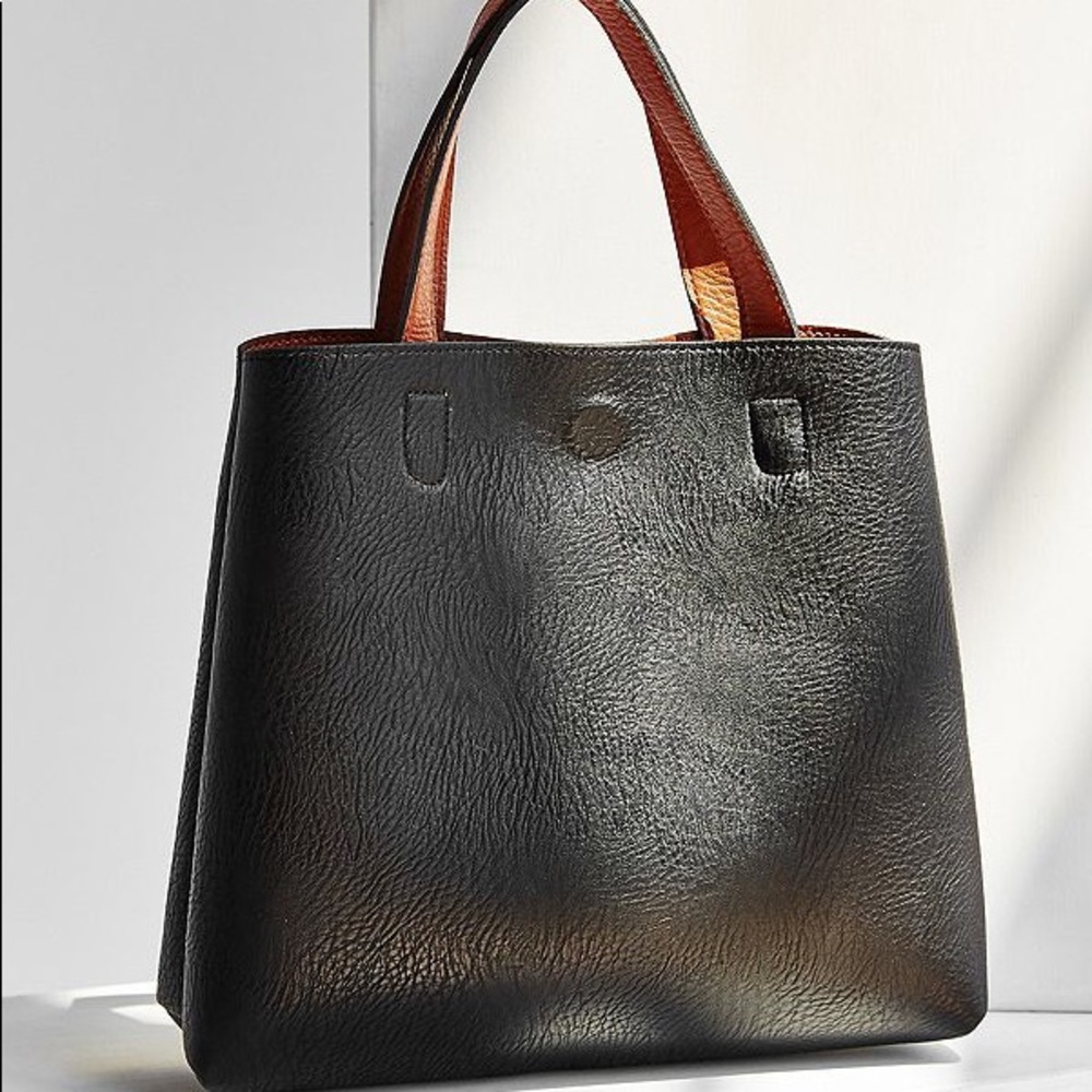 Mini Reversible Faux Leather Tote Bag